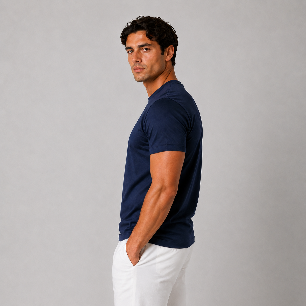 Blue Mercerized T-shirt